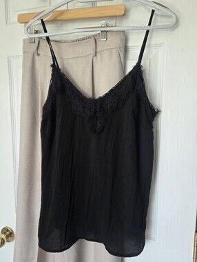 Black Tape Lace Trim Cami Tank